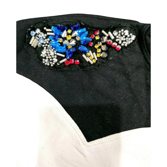Zara W/B Collection Rhinestone Beaded Jewel White Black Sweater Dress Size S - Picture 4 of 16